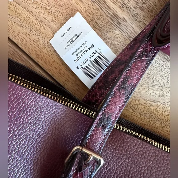 New With Tags Coach Mollie Tote Red Wine with Matching Wallet